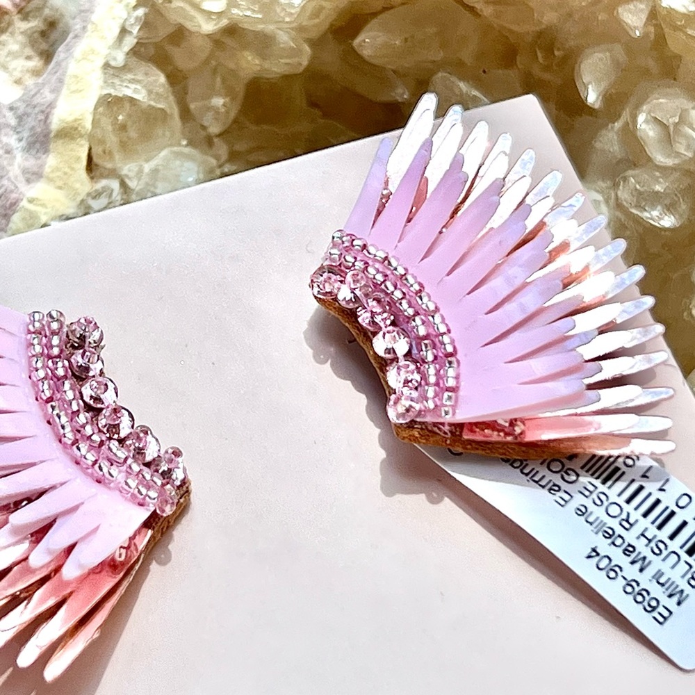 🌺🎉HP🎉🌺 NWT Mignonne Gavigan Mini Madeline Earrings Rose Gold Pink - Picture 10 of 16